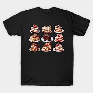 Delicious Cakes, 9 Different Yummy Cakes T-Shirt